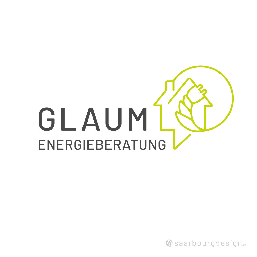 Logo der Glaum Energieberatung mit Haus, Stecker und Blatt