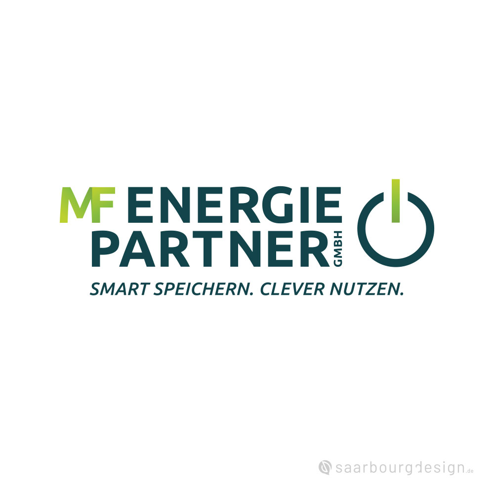 Logo der MF Energiepartner GmbH mit Slogan „Smart speichern. Clever nutzen.“